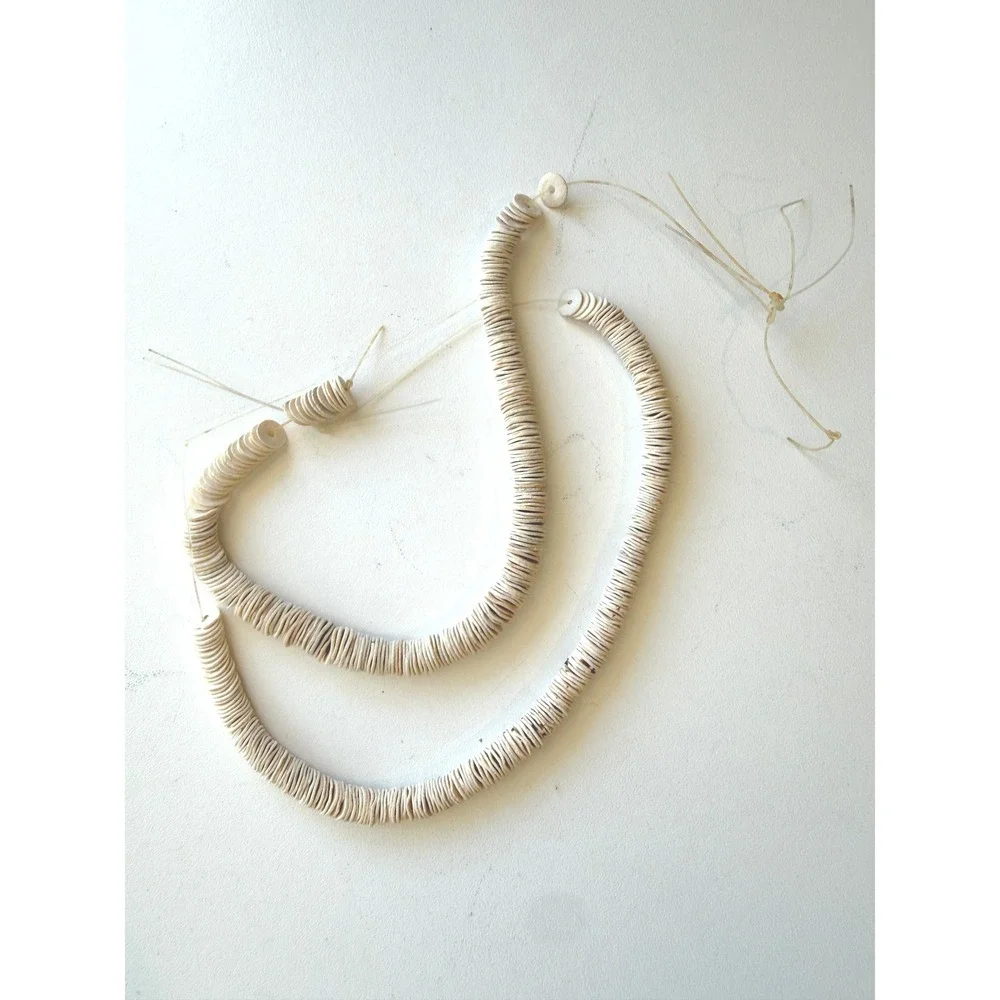 Natural Shell Heishi Bead Strands Ivory Cream Disc Beads Jewelry Making 2pc